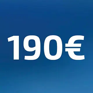 190 Euro Wertgutschein- Zahl steht auf blauem Hintergrund