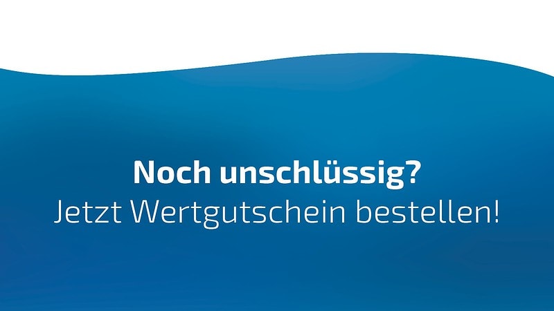Erlebnisfabrik Wertgutschein bestellen - Text mit blauem Hintergrund