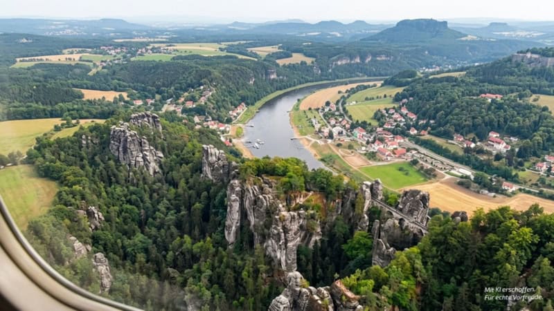 Rundflug - Ausblick auf die Sächsische Schweiz
