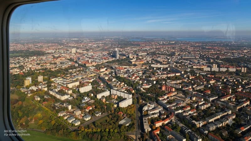 Rundflug über Leipzig mit Ausblick auf die Stadt