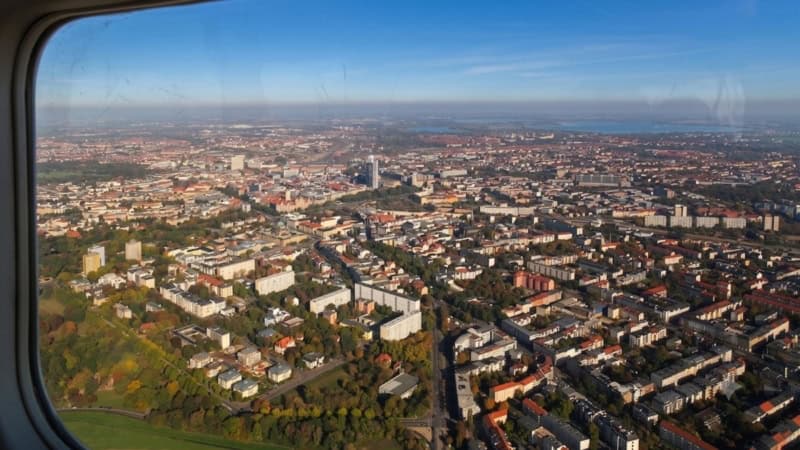 Luftbildaufnahme des Leipziger Stadtgebiets