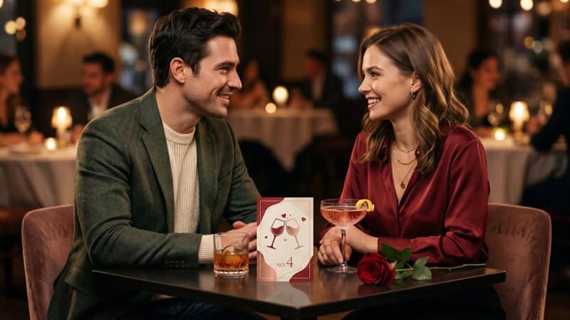 2 Personen sitzen bei einem Speed-Dating in einem Restaurant und haben ein Date.