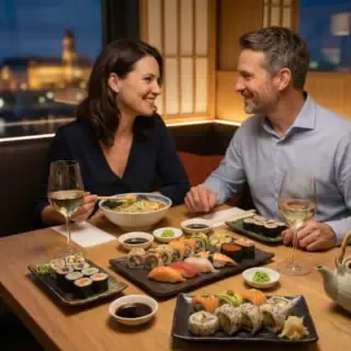 Pärchen in Dresden beim Sushi Abend