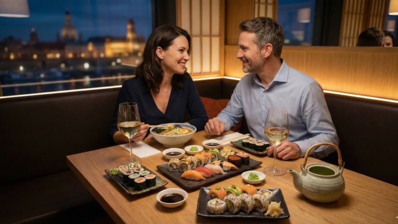 Pärchen in Dresden beim Sushi Abend