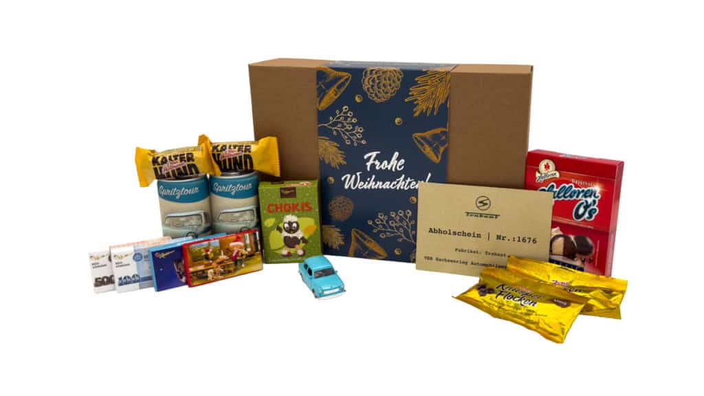 Geschenkbox Weihnachten DDR und Trabi Geschenkbox mit den passenden Inhalten