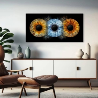 Eine Vorschau wie sich 3 Iriden auf einem Bild an der Wand präsentieren