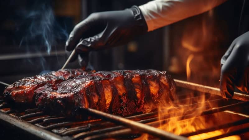 Ein Brisket Steak wird auf dem Grill gegrillt.