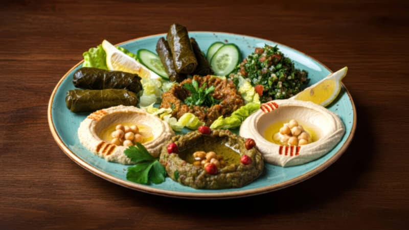 Griechische Speise Meze auf einem Teller.