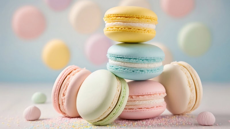 Macaron-Desserts auf dem Tisch.