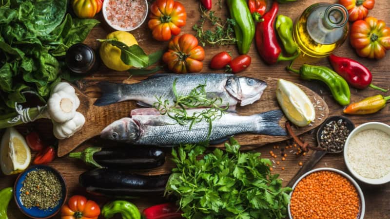 Mediterranes Fisch-Gericht.