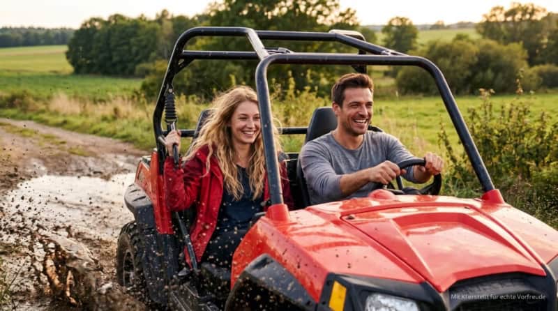 Frau und Mann bei der Buggy Tour in Leipzig