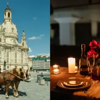 Kutschfahrt durch Dresden, mit anschließendem Candle light Dinner, mit Rosen und bei Kerzenschein.