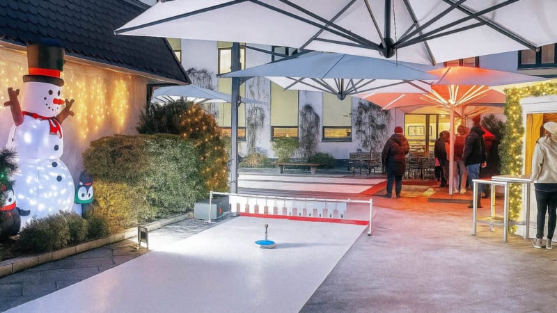 Eine Eisstockbahn in Dresden.