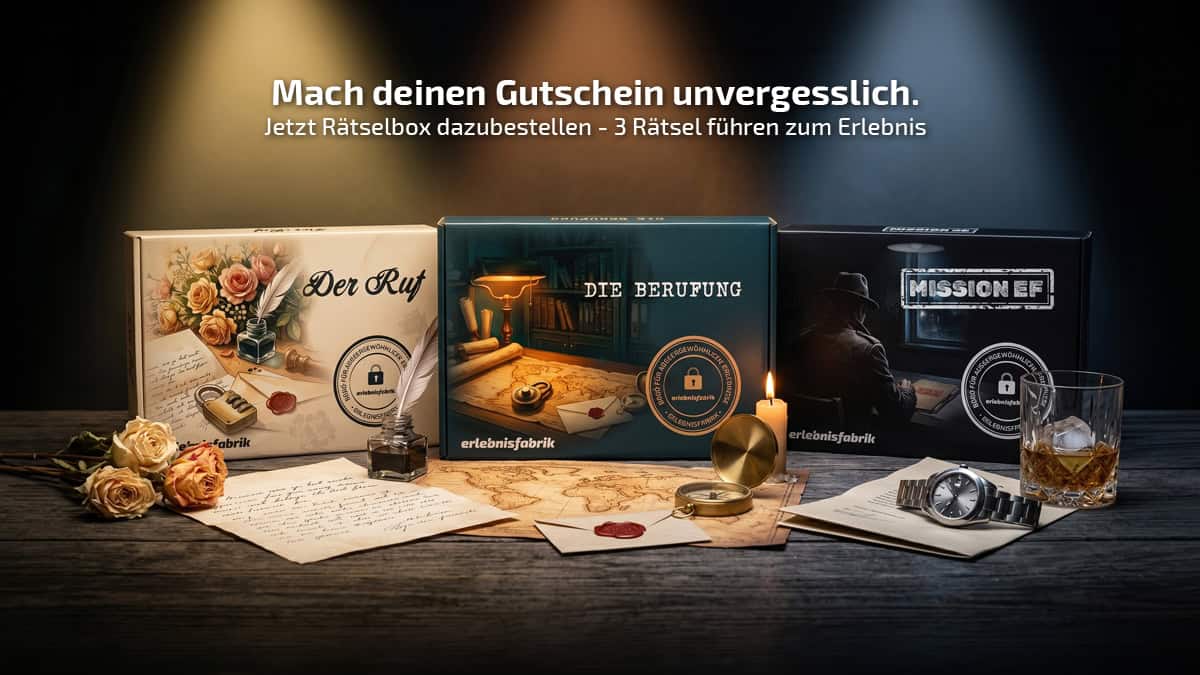 Alle drei Rätselbxen der ERlebnisfabrik