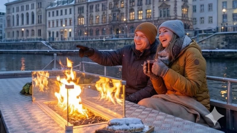 zwei Personen auf der Faht mit dem Kaminboot in Leipzig