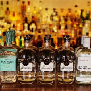 Drei verschiedene Ginsorten beim Gin Tasting in Dresden.