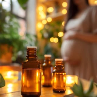 Verschiedene Öle, die bei der ayurvedischen Schwangerschaftsmassage verwendet werden.