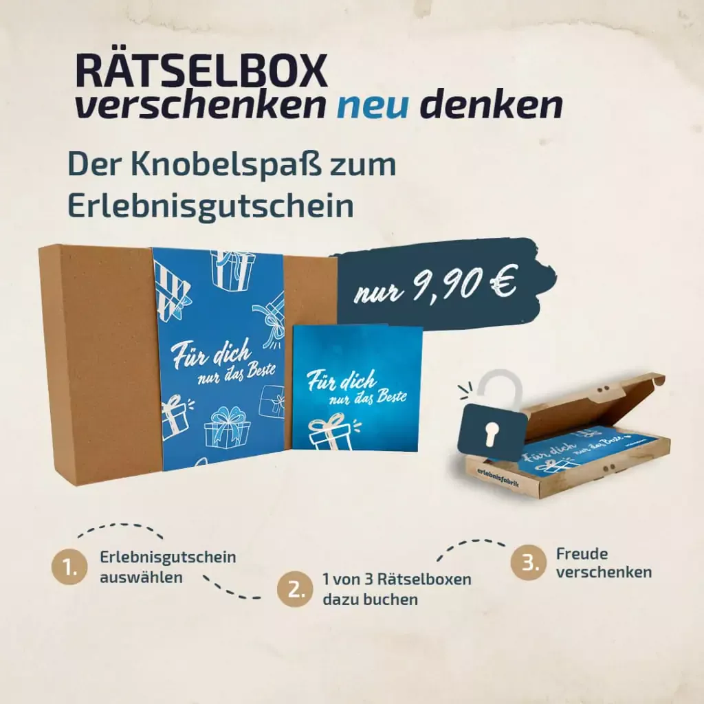 Werbung für die Rätselboxen der Erlebnisfabrik