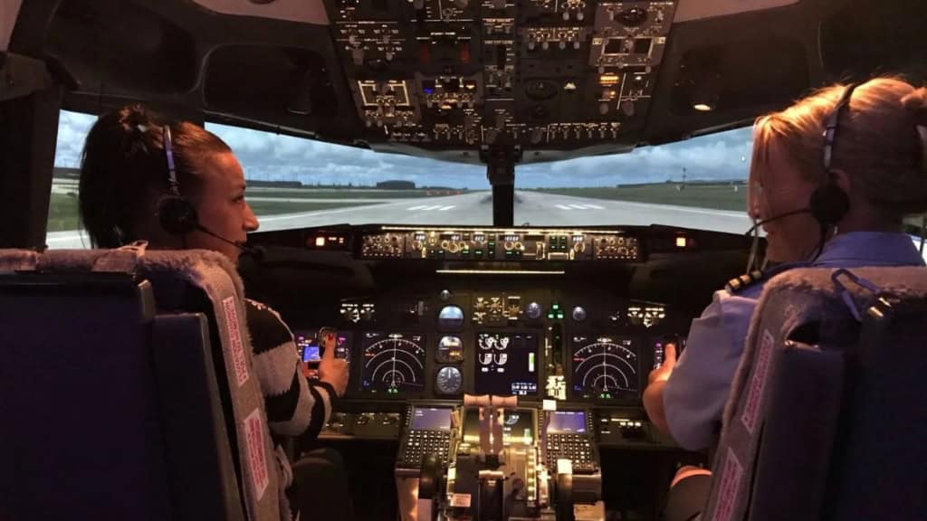 Boeing 737 Leipzig-Pilot und Copilot