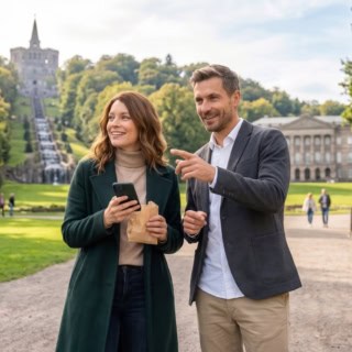 Zwei Personen machen eine kulinarische Stadtführung in Kassel.